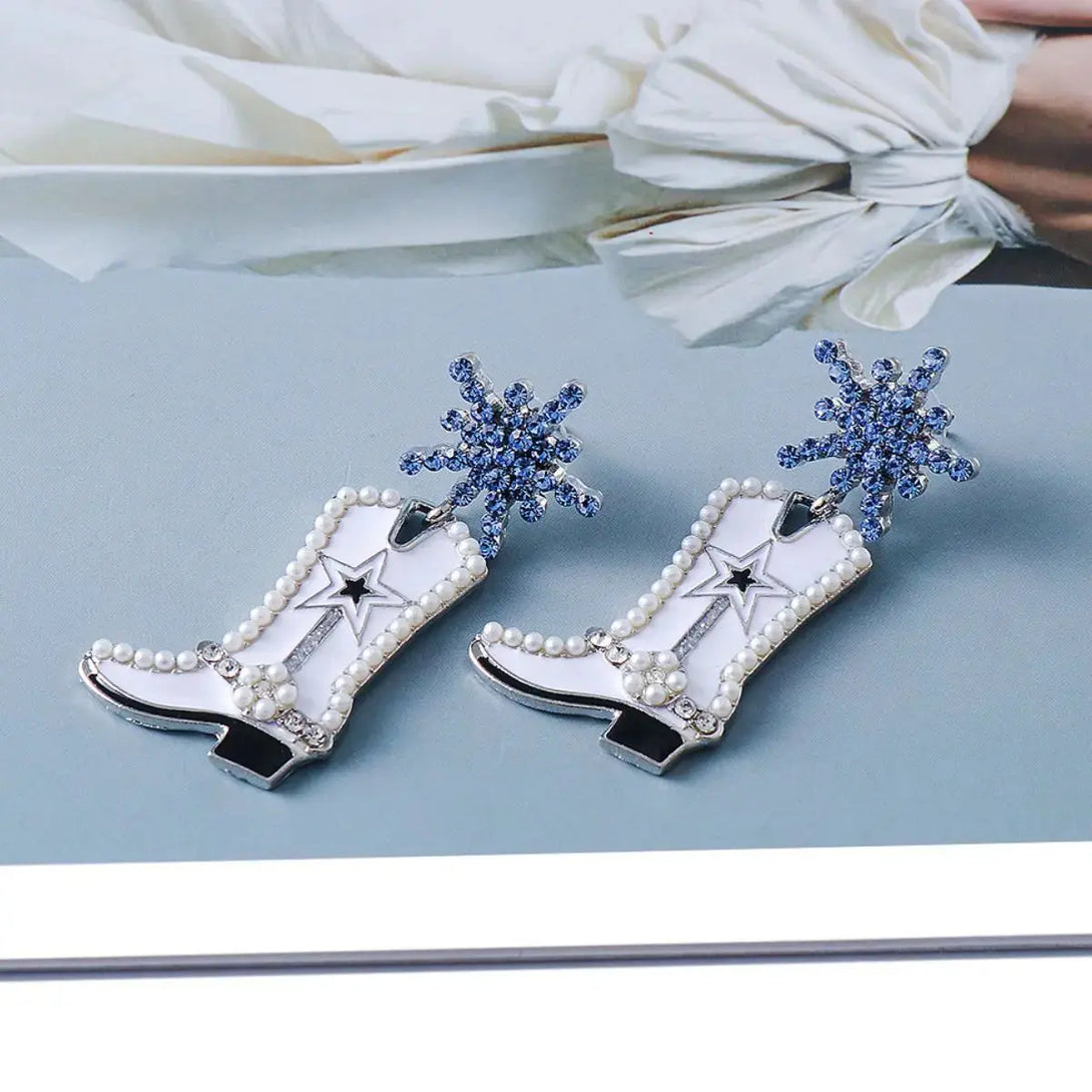 Lovcia Boot Alloy Dangle Earrings-Earrings-Cobalt Blue-One Size-Cobalt Blue