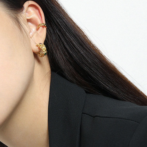 Lovcia Box Chain 3mm x 10mm Earring 925 Gold Tone Single-Earrings-Yellow Gold (Single)-
