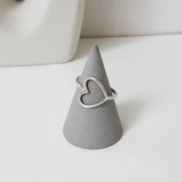 Lovcia Bridesmaid Hollow Heart 925 Sterling Silver Adjustable Ring-Rings-