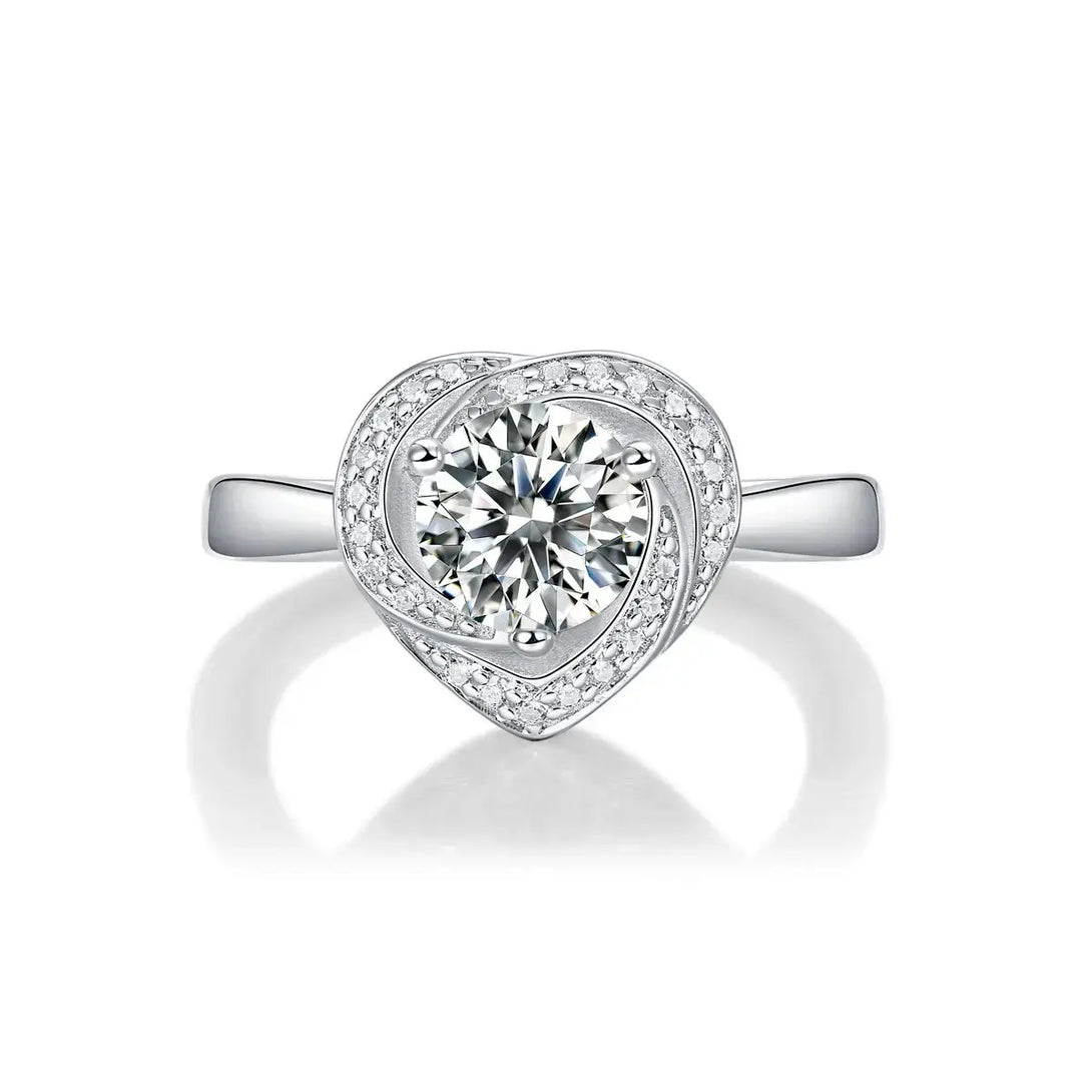 Lovcia Bridesmaid Irregular Moissanite CZ Heart 925 Sterling Silver Adjustable Ring-Rings-1 Carat (Certificate Included)-1 Carat (Certificate Included)