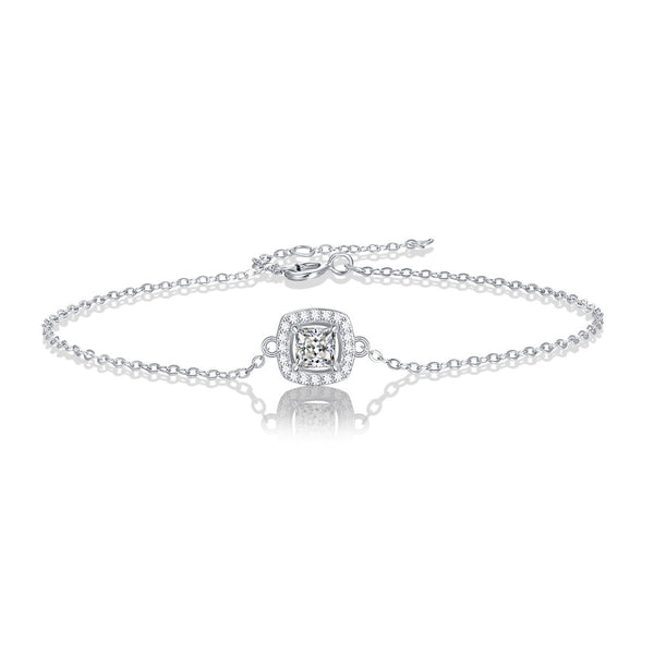 Lovcia Bridesmaid Moissanite CZ Square Pendant Bracelet 925-Bracelets-0.5 ct ( Certificate Included )-0.5 ct ( Certificate Included )