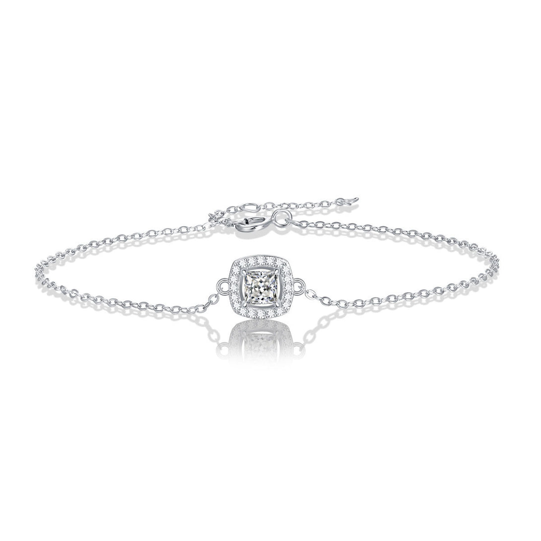 Lovcia Bridesmaid Moissanite CZ Square Pendant Bracelet 925-Bracelets-0.5 ct ( Certificate Included )-0.5 ct ( Certificate Included )