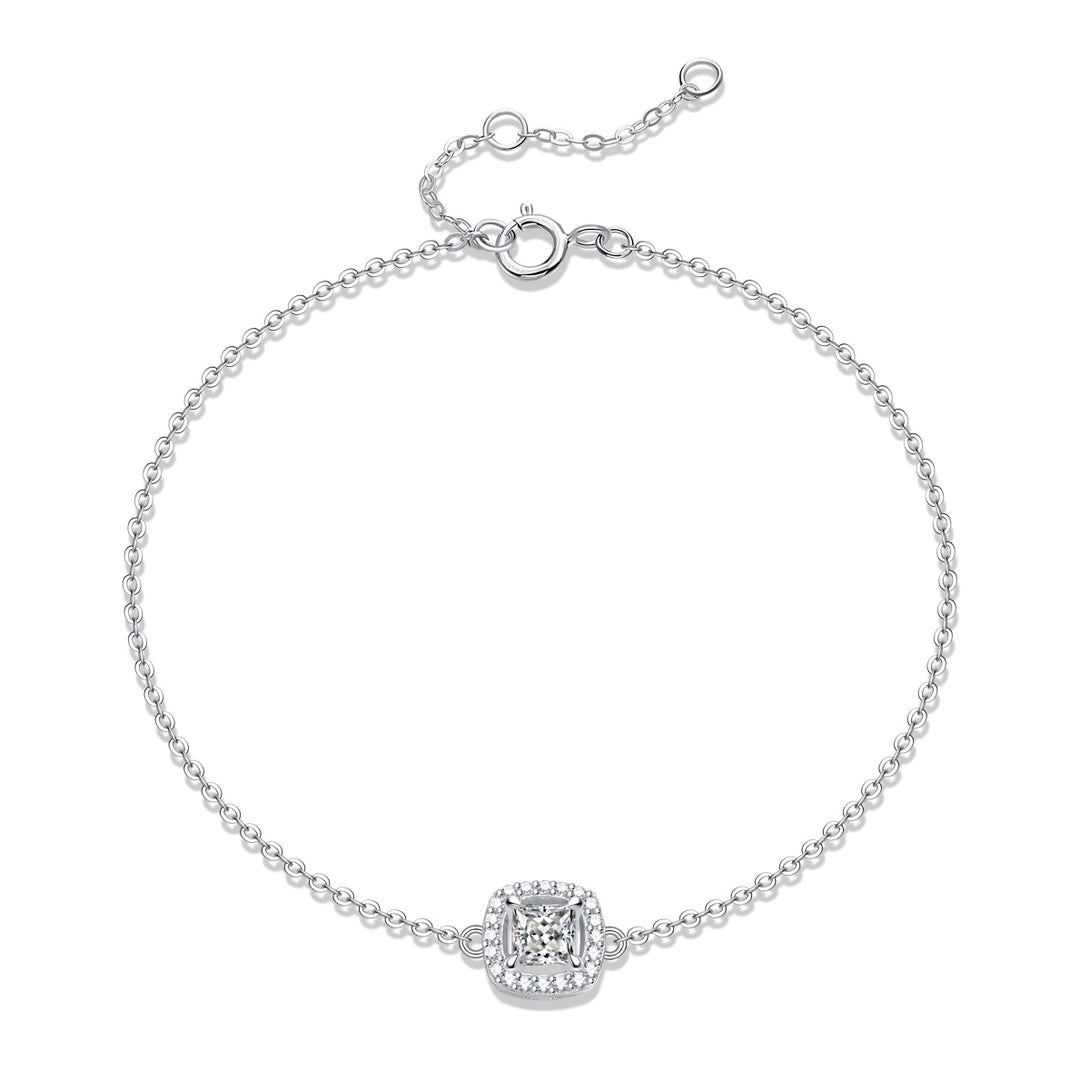 Lovcia Bridesmaid Moissanite CZ Square Pendant Bracelet 925-Bracelets-0.5 ct ( Certificate Included )-0.5 ct ( Certificate Included )