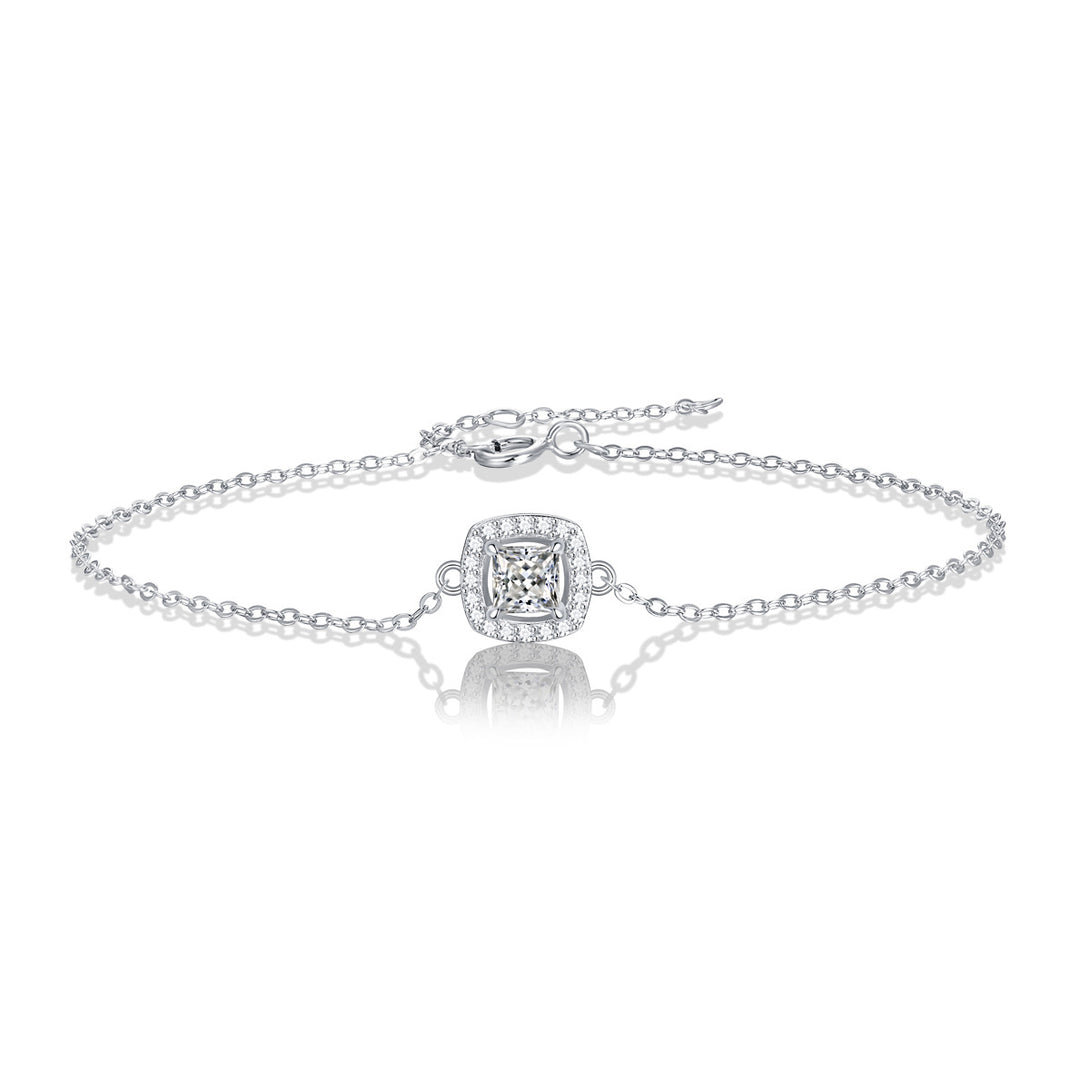 Lovcia Bridesmaid Moissanite CZ Square Pendant Bracelet 925-Bracelets-0.5 ct ( Certificate Included )-0.5 ct ( Certificate Included )