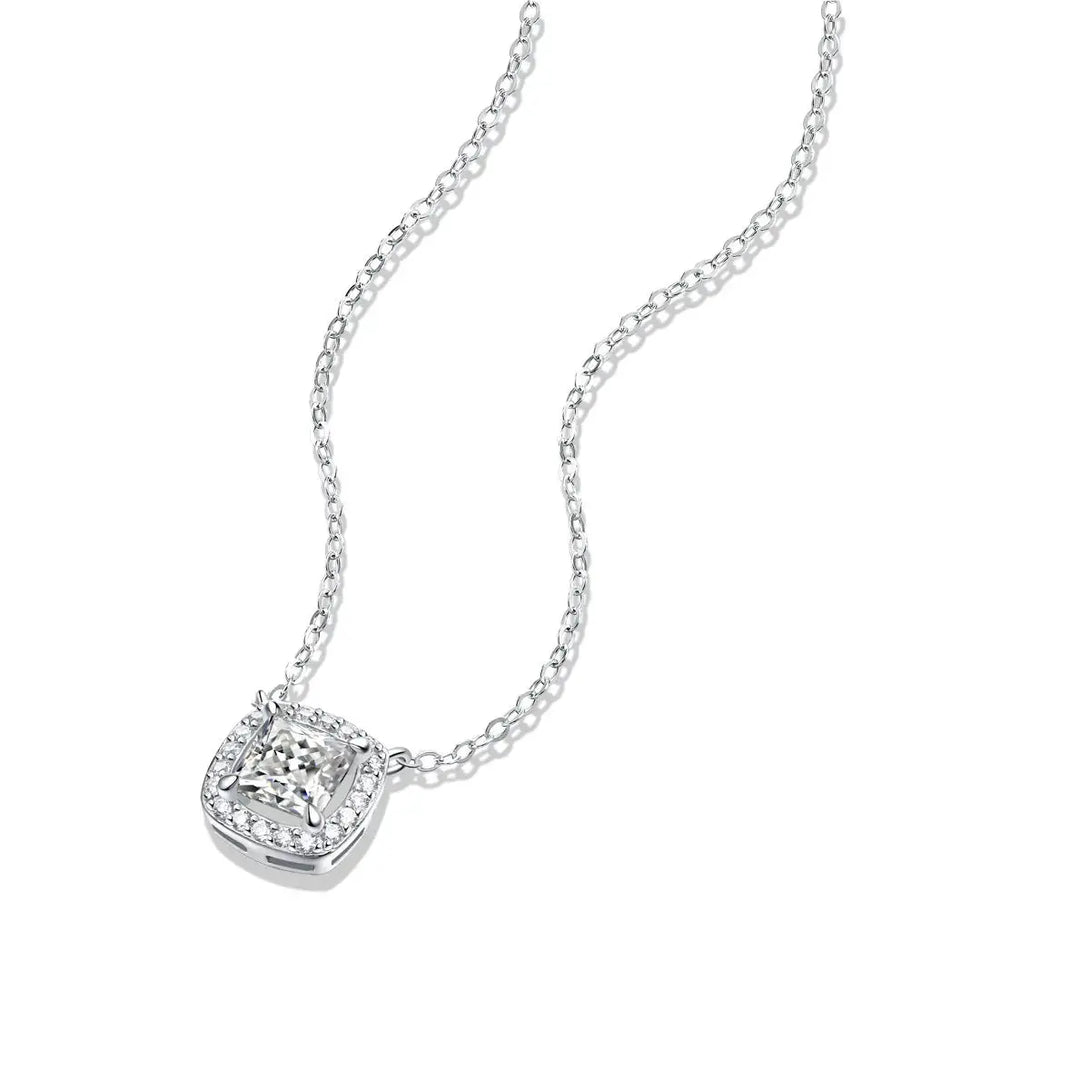 LOVCIA Bridesmaid Square Moissanite CZ Geometry 925 Sterling Silver Necklace