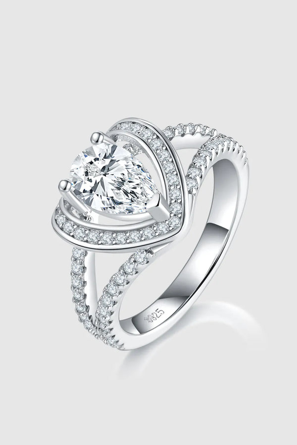 Lovcia Brilliant Love 1 Carat Moissanite 925 Sterling Silver Heart Ring for Women - Silver-5- - Buy latest trendy Rings for Women and Girls