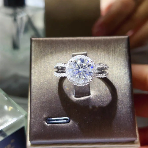 Lovcia Brilliant Round 2 Carat 925 Sterling Silver Moissanite Ring for Women - Silver-5- - Buy latest trendy Rings for Women and Girls