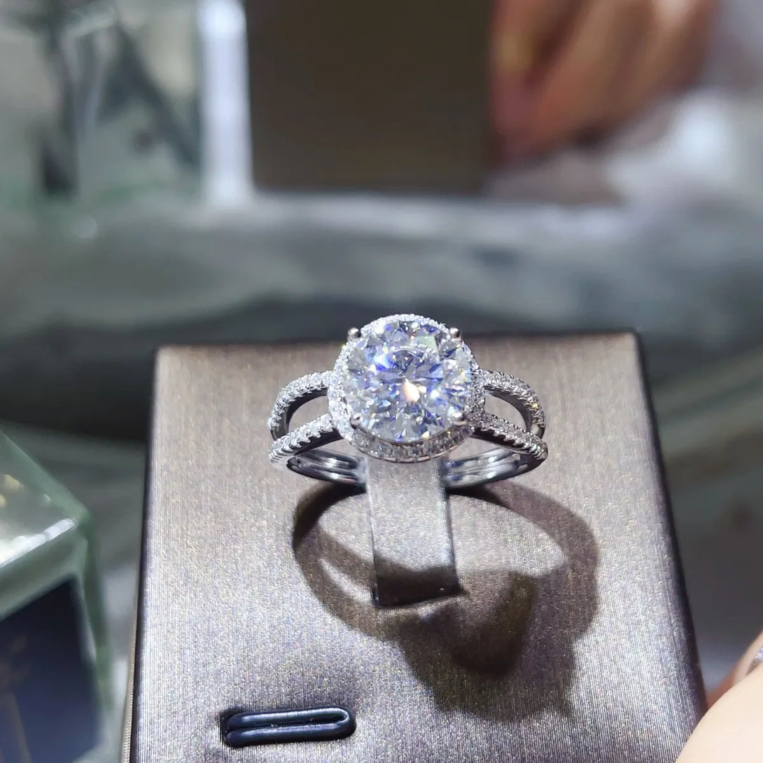 Lovcia Brilliant Round 2 Carat 925 Sterling Silver Moissanite Ring for Women - Silver-5- - Buy latest trendy Rings for Women and Girls