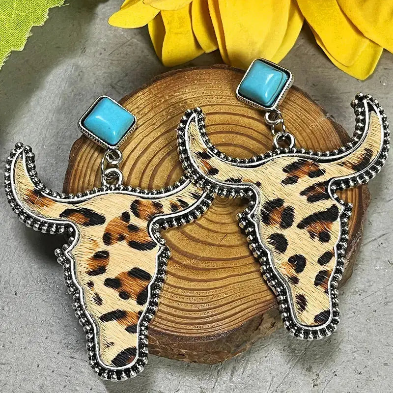 Lovcia Bull Shape Turquoise Dangle Earrings-Earrings-Style B-One Size-Style B