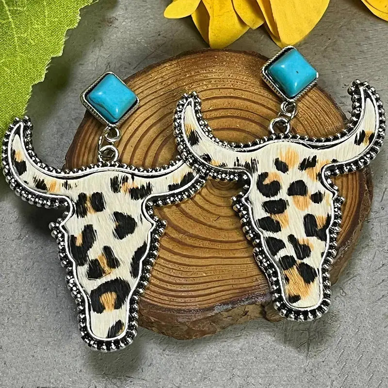 Lovcia Bull Shape Turquoise Dangle Earrings-Earrings-Style D-One Size-Style D
