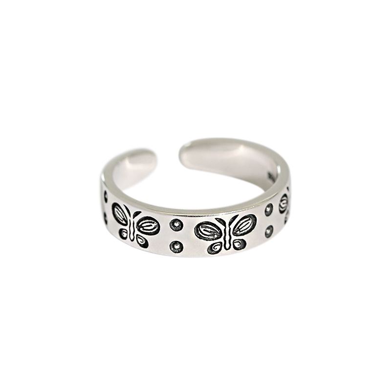 Lovcia Butterfly 925 Sterling Silver Adjustable Ring-Rings-Small Size-Small Size