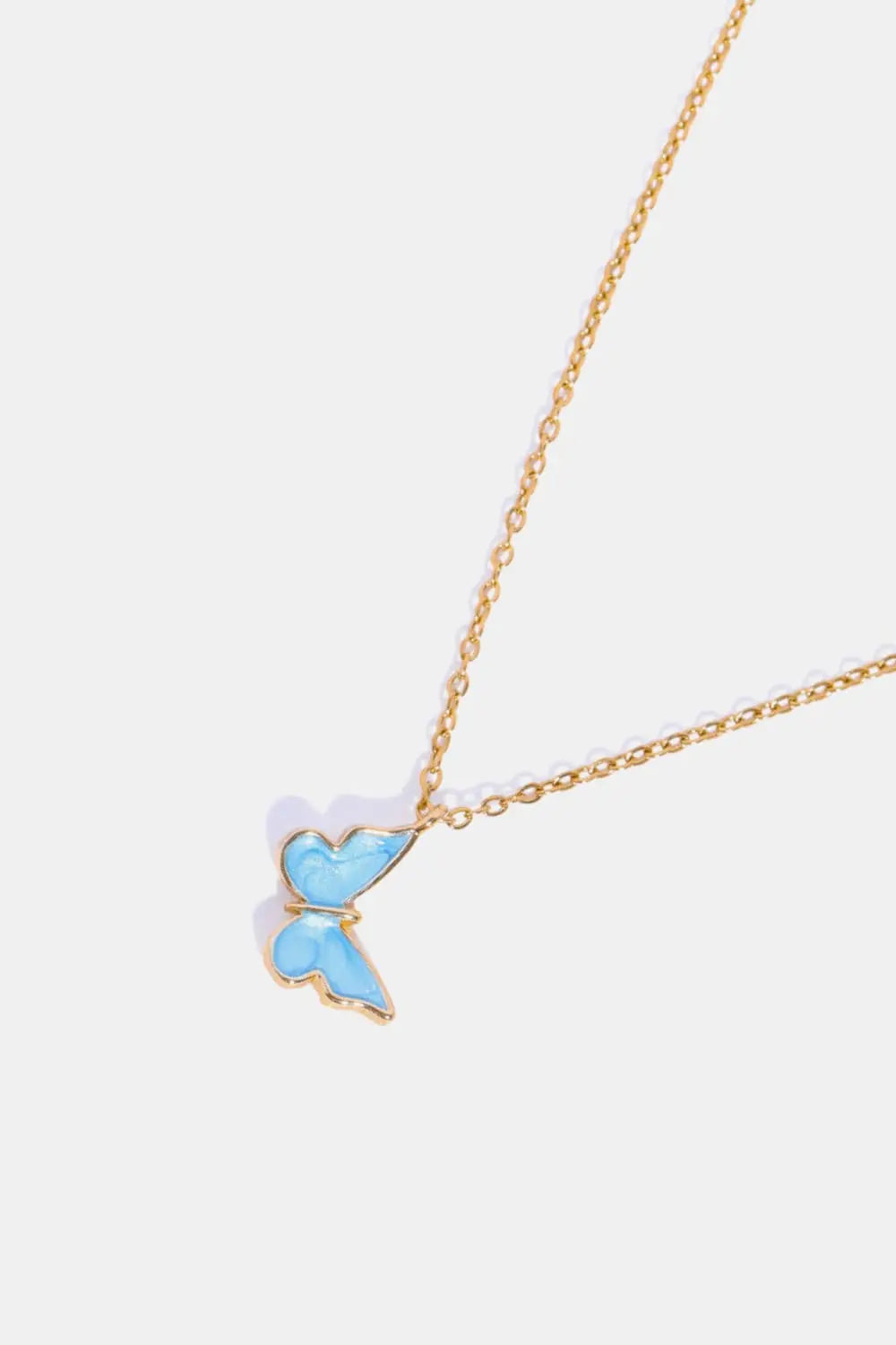 Lovcia Butterfly Pendant Copper 14K Gold-Plated Necklace-Necklaces-Sky Blue-One Size-Sky Blue