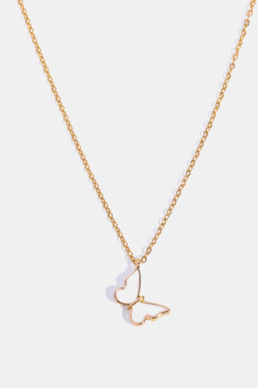 Lovcia Butterfly Pendant Copper 14K Gold-Plated Necklace-Necklaces-White-One Size-White