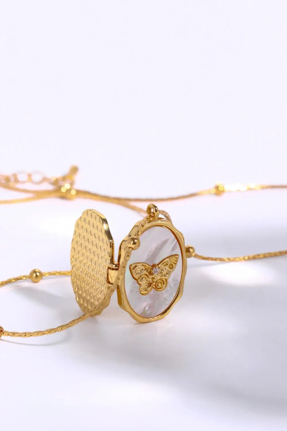 Lovcia Butterfly Shell Pendant Copper Necklace-Necklaces-Gold-One Size-Gold