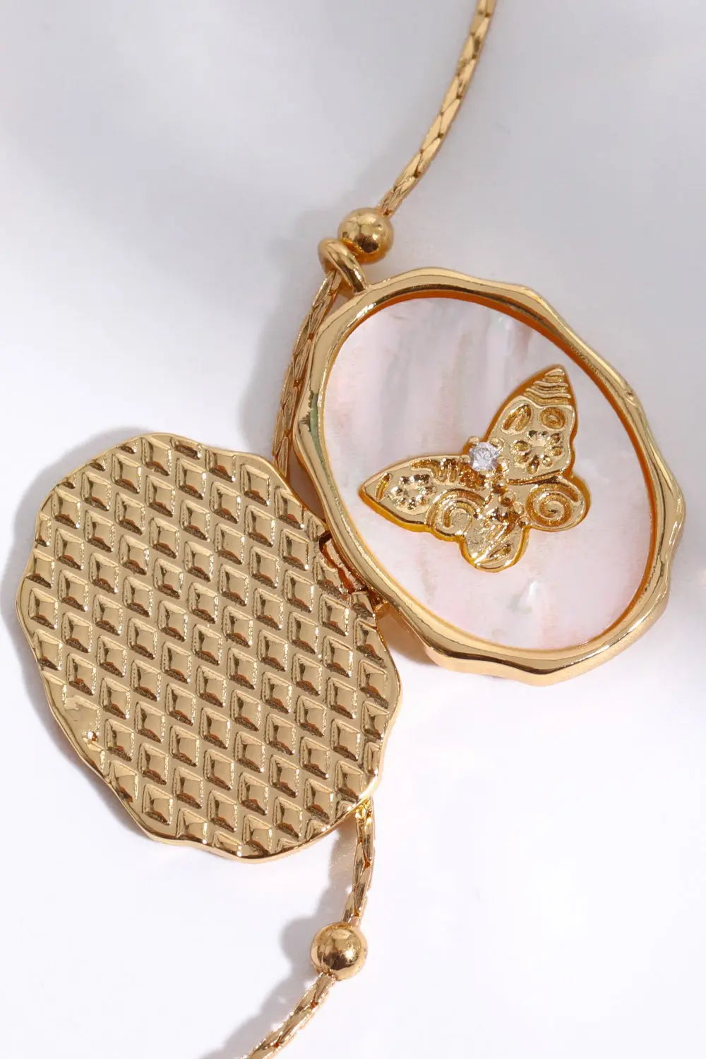 Lovcia Butterfly Shell Pendant Copper Necklace-Necklaces-Gold-One Size-Gold