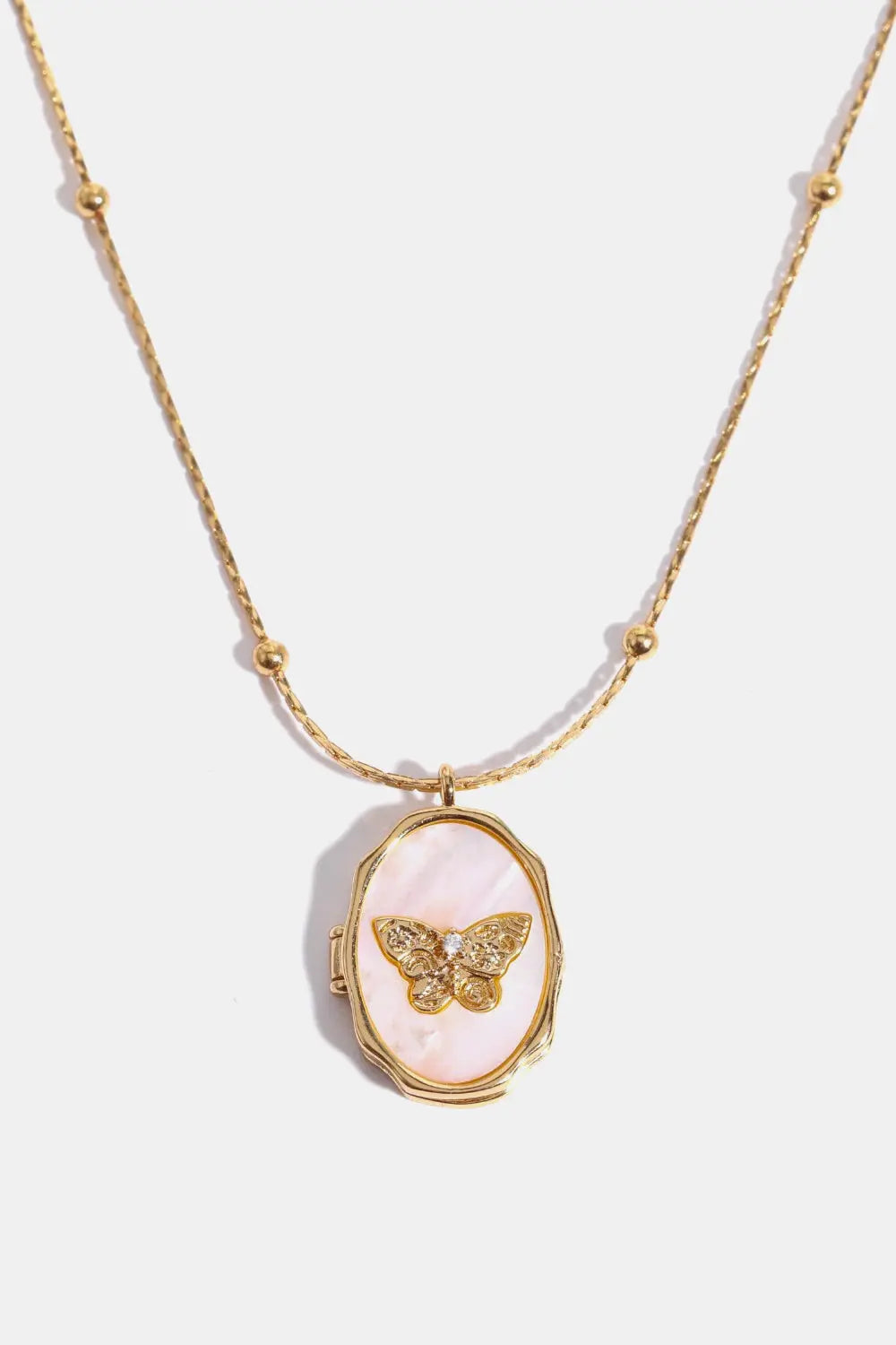 Lovcia Butterfly Shell Pendant Copper Necklace-Necklaces-Gold-One Size-Gold
