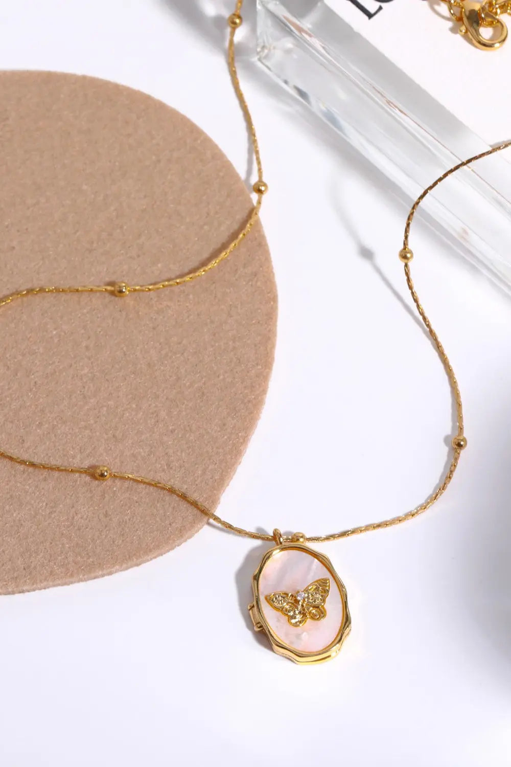 Lovcia Butterfly Shell Pendant Copper Necklace-Necklaces-Gold-One Size-Gold