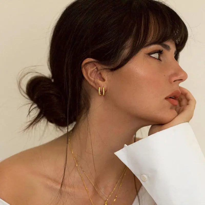 Lovcia C-shaped Geometric Twist Gold Earrings for Fashionable Women-Earrings-Gold colour-Gold colour