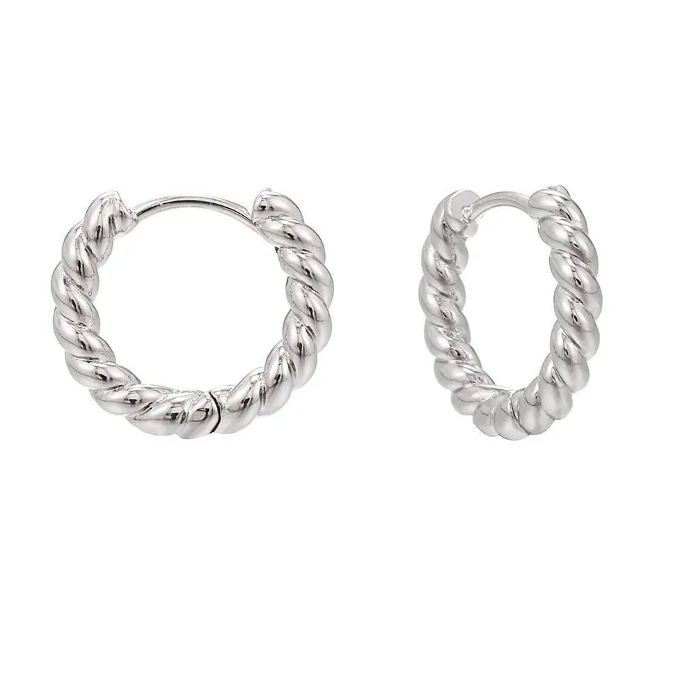 Lovcia C-shaped Geometric Twist Gold Earrings for Fashionable Women-Earrings-Platinum1-Platinum1