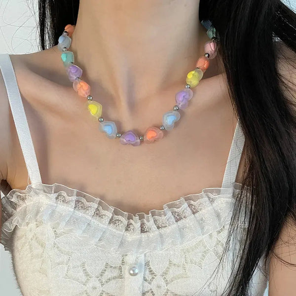 Lovcia Candy-colored Love Fashion Necklace for Women-Necklaces-Heart Necklace-Heart Necklace