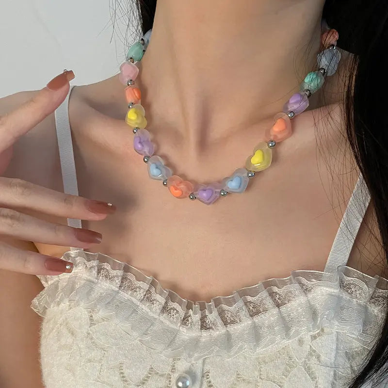 Lovcia Candy-colored Love Fashion Necklace for Women-Necklaces-Heart Necklace-Heart Necklace