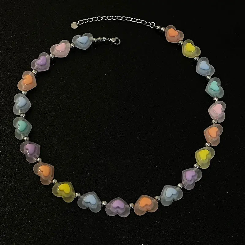 Lovcia Candy-colored Love Fashion Necklace for Women-Necklaces-Heart Necklace-Heart Necklace