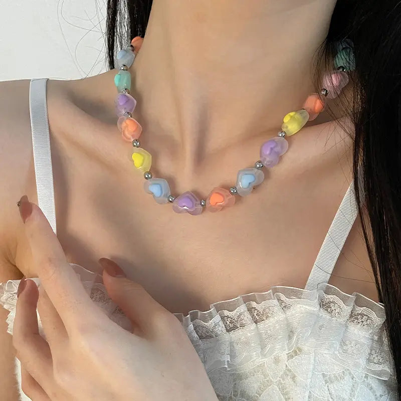 Lovcia Candy-colored Love Fashion Necklace for Women-Necklaces-Heart Necklace-Heart Necklace