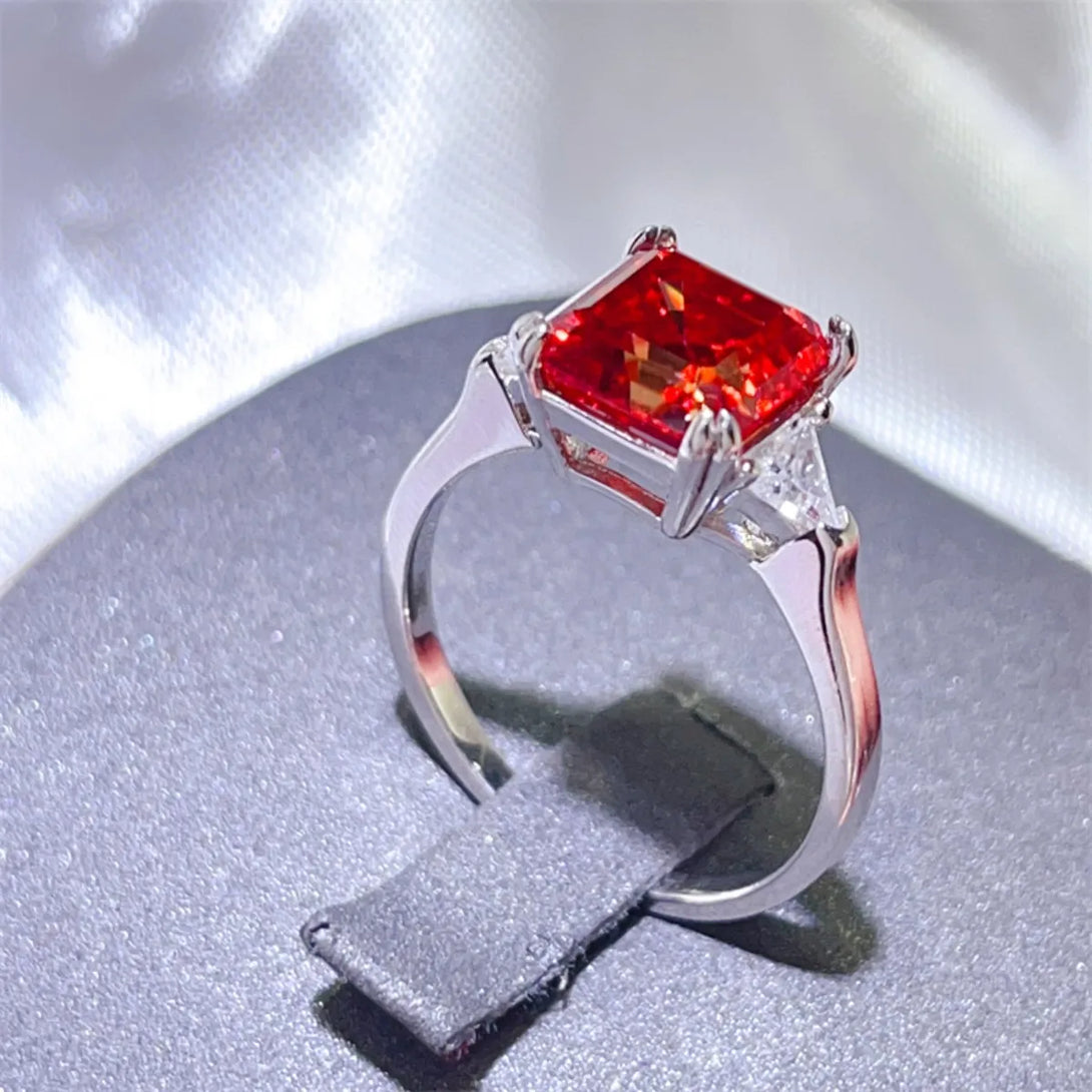 Lovcia Cardinal Radiance 3 Carat Moissanite 925 Sterling Silver Ring for Women - Red-5- - Buy latest trendy Rings for Women and Girls