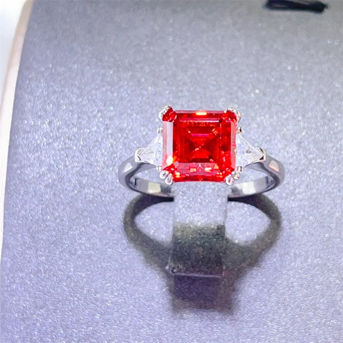 Lovcia Cardinal Radiance 3 Carat Moissanite 925 Sterling Silver Ring for Women - Red-5- - Buy latest trendy Rings for Women and Girls