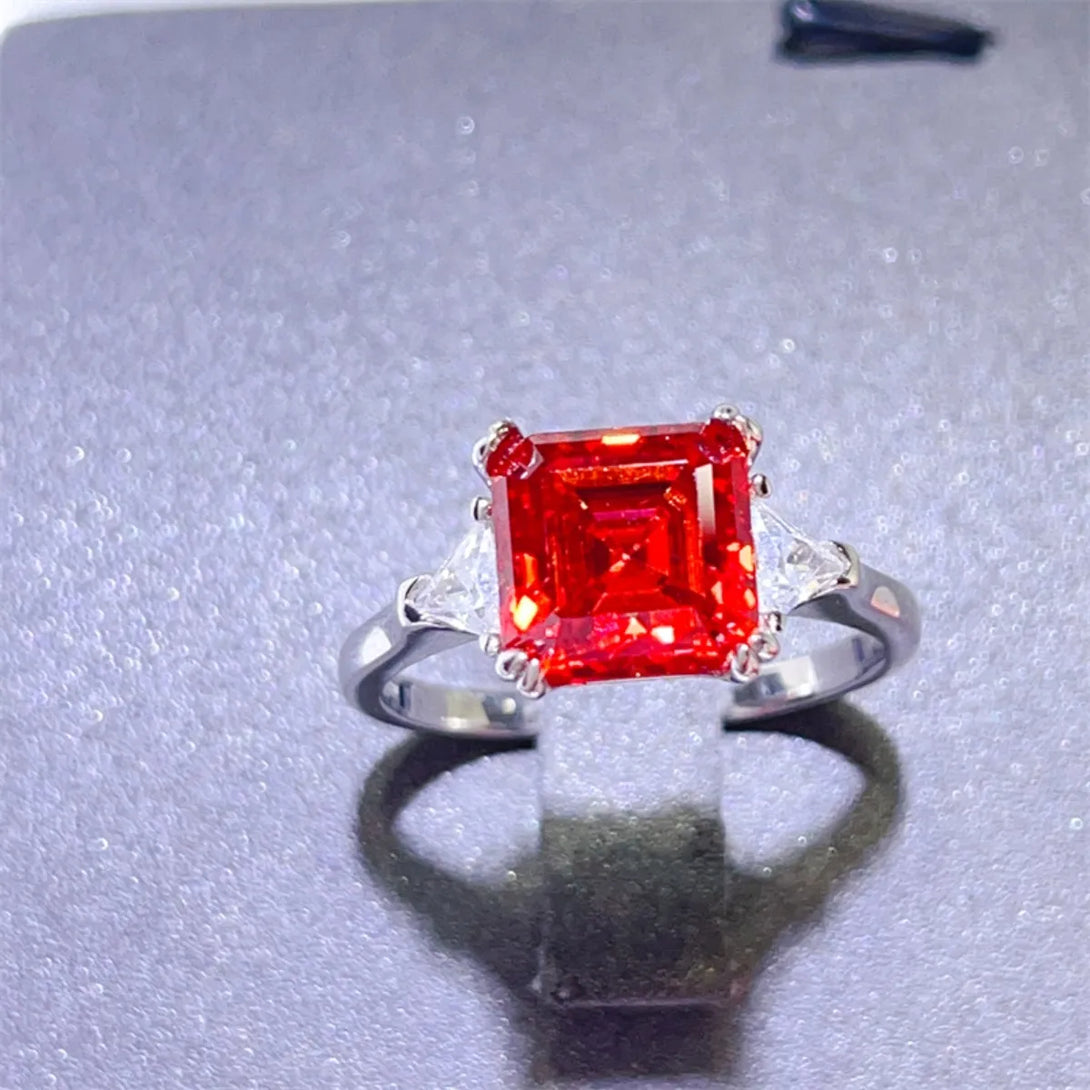Lovcia Cardinal Radiance 3 Carat Moissanite 925 Sterling Silver Ring for Women - Red-5- - Buy latest trendy Rings for Women and Girls