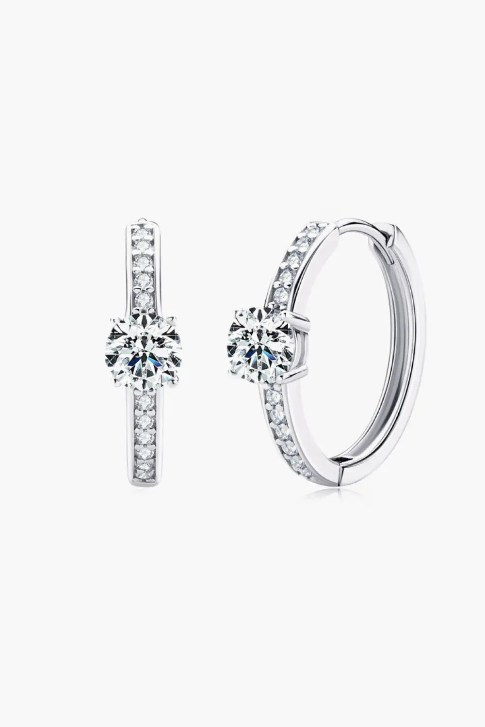 Lovcia Carry Your Love 1 Carat Moissanite Platinum-Plated Earrings-Earrings-Silver-One Size-Silver