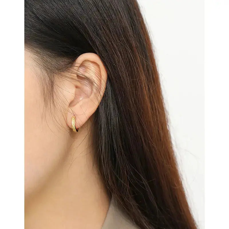 Lovcia Casual Chain Pattern 925 Sterling Silver Huggie Hoop Earrings-Earrings-Small Earrings-Rhodium-Small Earrings