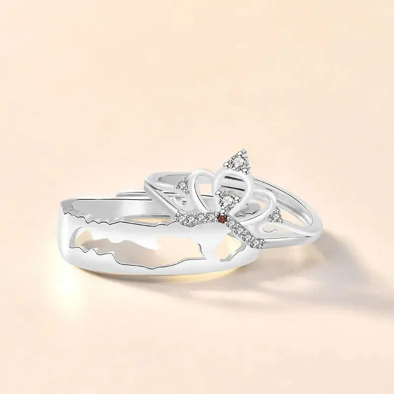 Lovcia Casual CZ Crown Kings and Beggars CZ 925 Sterling Silver Promise Adjustable Ring-Rings-Men Ring-Men Ring
