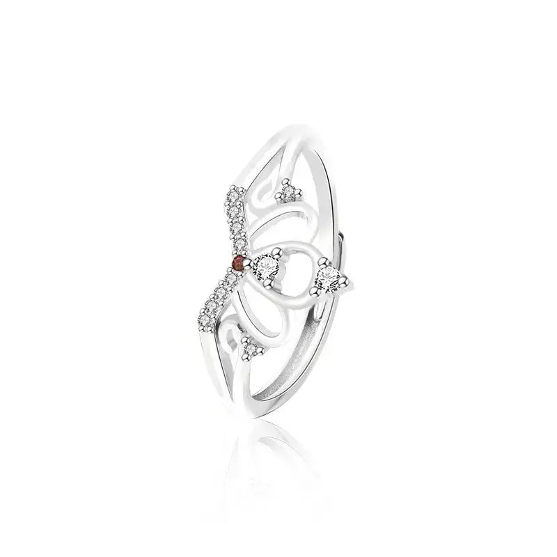 Lovcia Casual CZ Crown Kings and Beggars CZ 925 Sterling Silver Promise Adjustable Ring-Rings-Women Ring-Women Ring