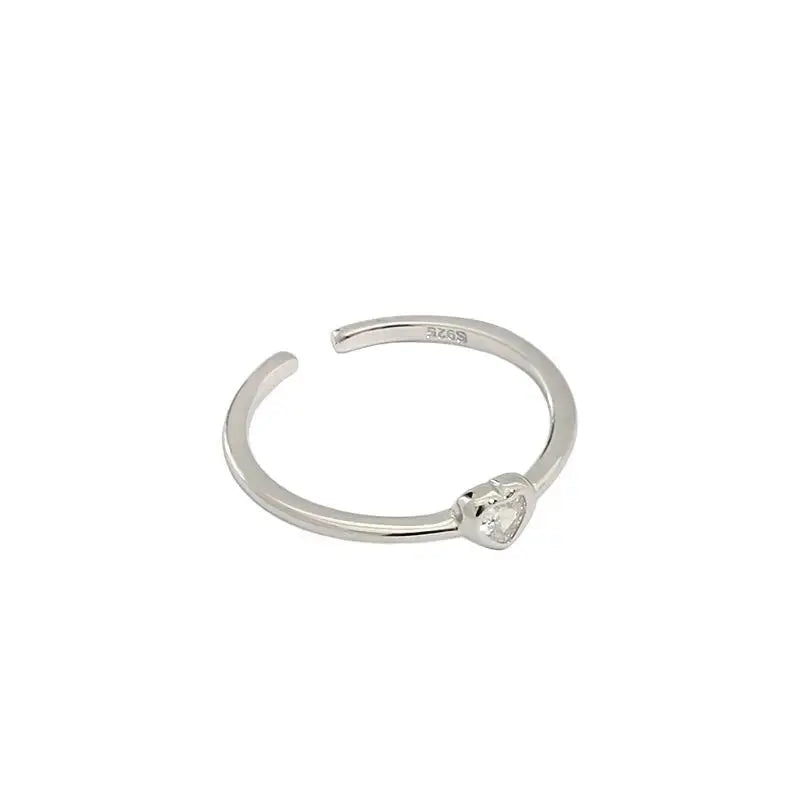 Lovcia Casual CZ Heart 925 Sterling Silver Adjustable Ring-Rings-Silver-Silver