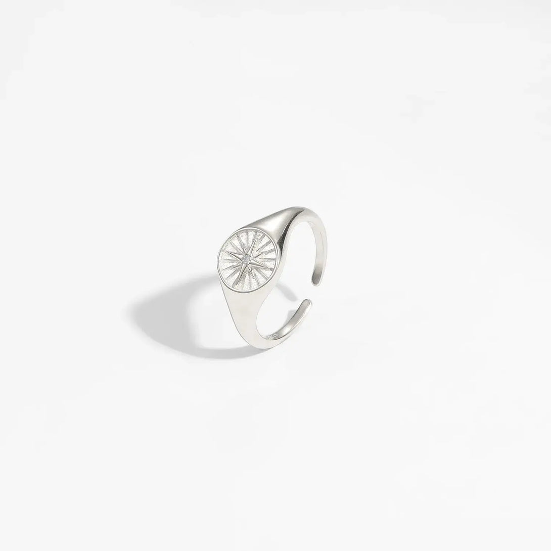 Lovcia Casual CZ Sun Shine 925 Sterling Silver Adjustable Ring-Rings-Silver-Silver