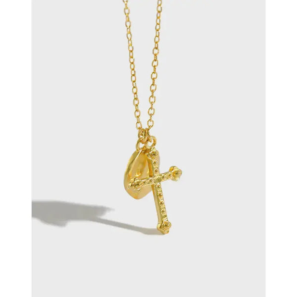 LOVCIA Casual Geometry Round Cross 925 Sterling Silver Necklace