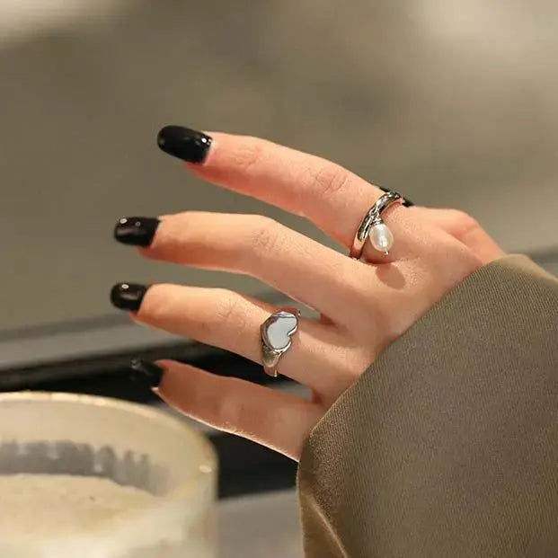 Lovcia Casual Heart 925 Sterling Silver Adjustable Ring-Rings-Silver-Silver