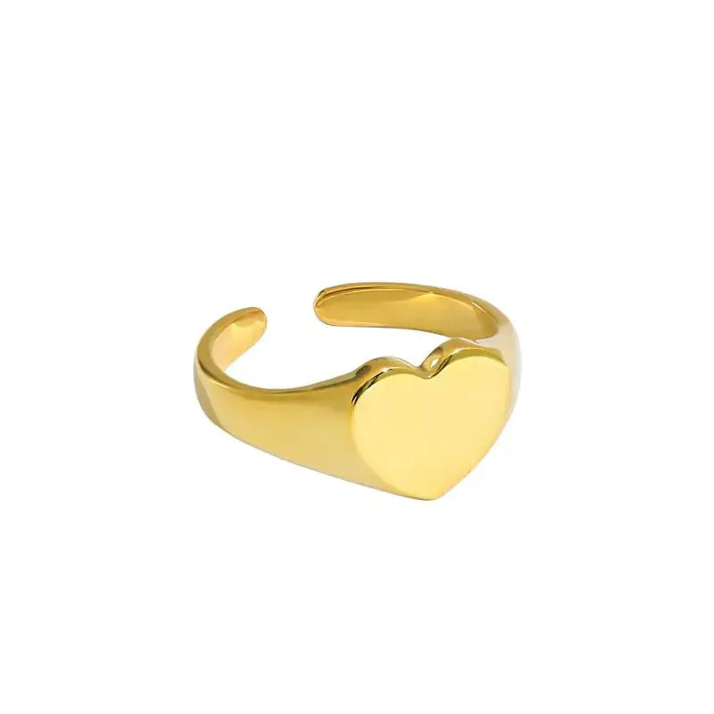 Lovcia Casual Heart 925 Sterling Silver Adjustable Ring-Rings-Yellow Gold-Yellow Gold