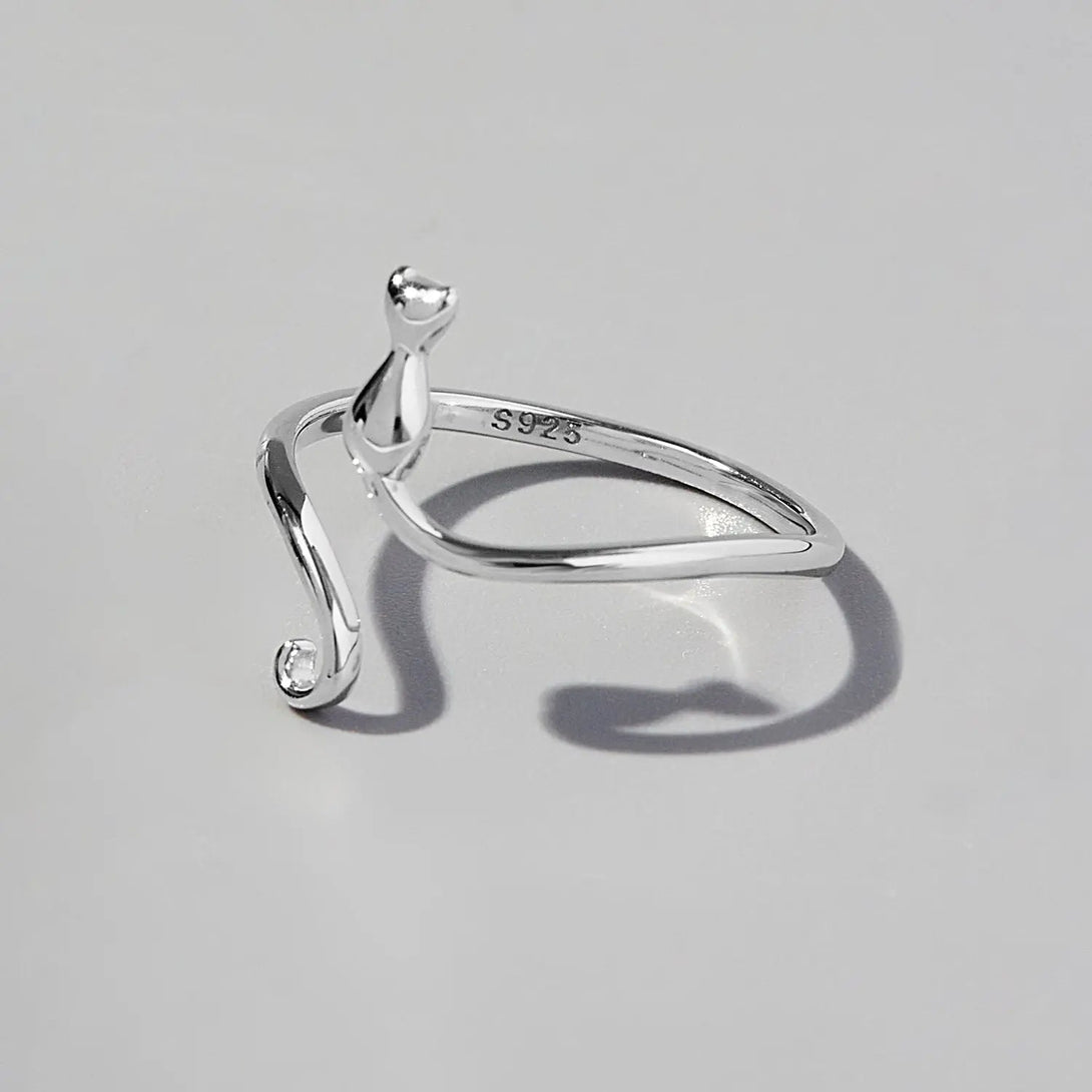 Lovcia Cat Shape 925 Sterling Silver Ring-Rings-Silver-5-Silver
