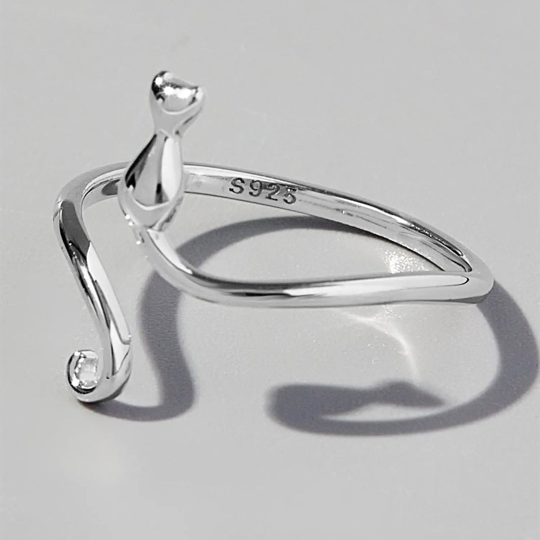 Lovcia Cat Shape 925 Sterling Silver Ring-Rings-Silver-5-Silver