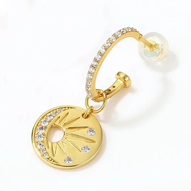 Lovcia Celestial Charm Star and Sun Asymmetric Sterling Silver Earrings for Women-Earrings-1-1