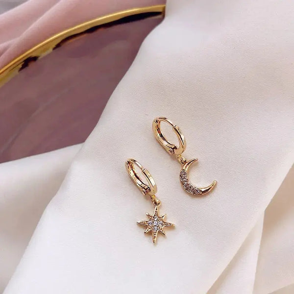 Lovcia Celestial Charm Star Moon Earrings - Illuminate Your Style with Magic-Earrings-Gold-Gold