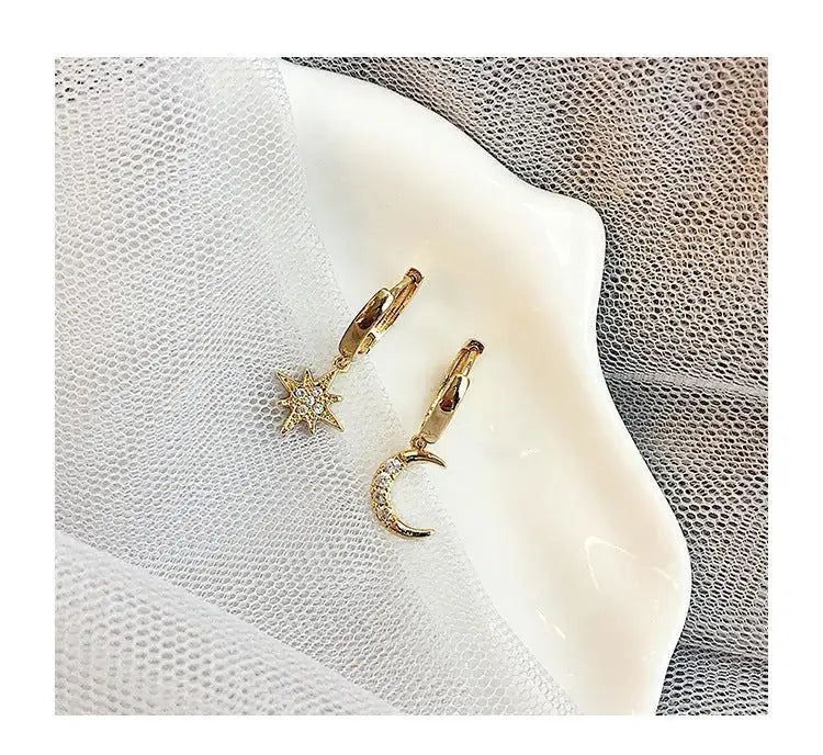 Lovcia Celestial Charm Star Moon Earrings - Illuminate Your Style with Magic-Earrings-Gold-Gold