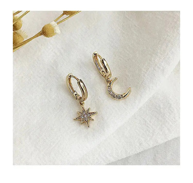 Lovcia Celestial Charm Star Moon Earrings - Illuminate Your Style with Magic-Earrings-Gold-Gold