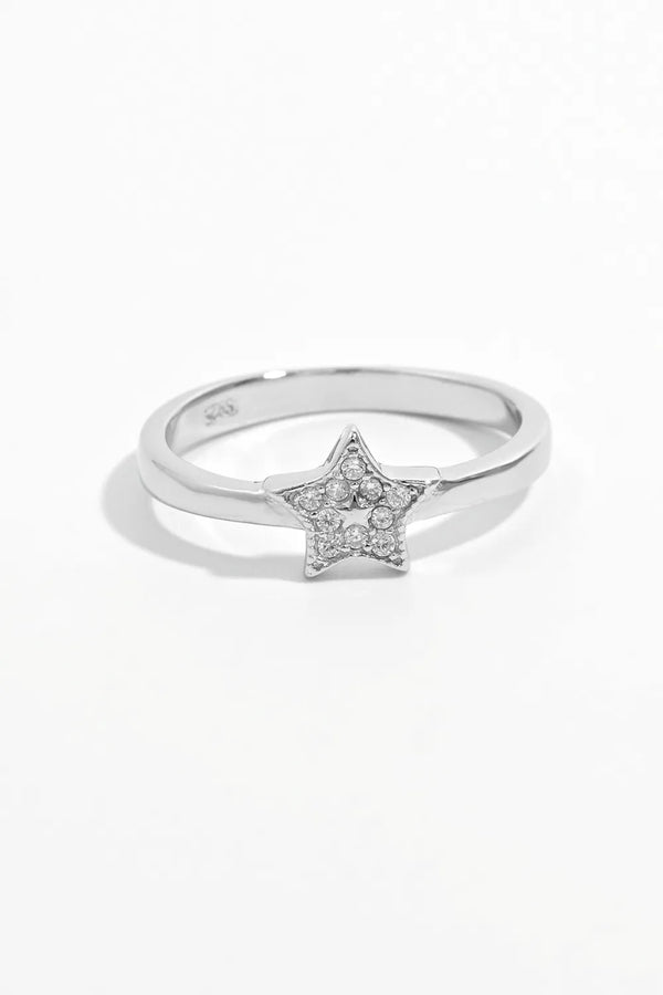 Lovcia Celestial Elegance 925 Sterling Silver Inland Zircon Star Ring for Women - Silver-6- - Buy latest trendy Rings for Women and Girls