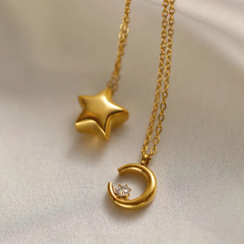 Lovcia Celestial Grace 18K Gold Plated Titanium Steel Non-Fading Necklace for Women-Necklaces-Star Necklace-Star Necklace