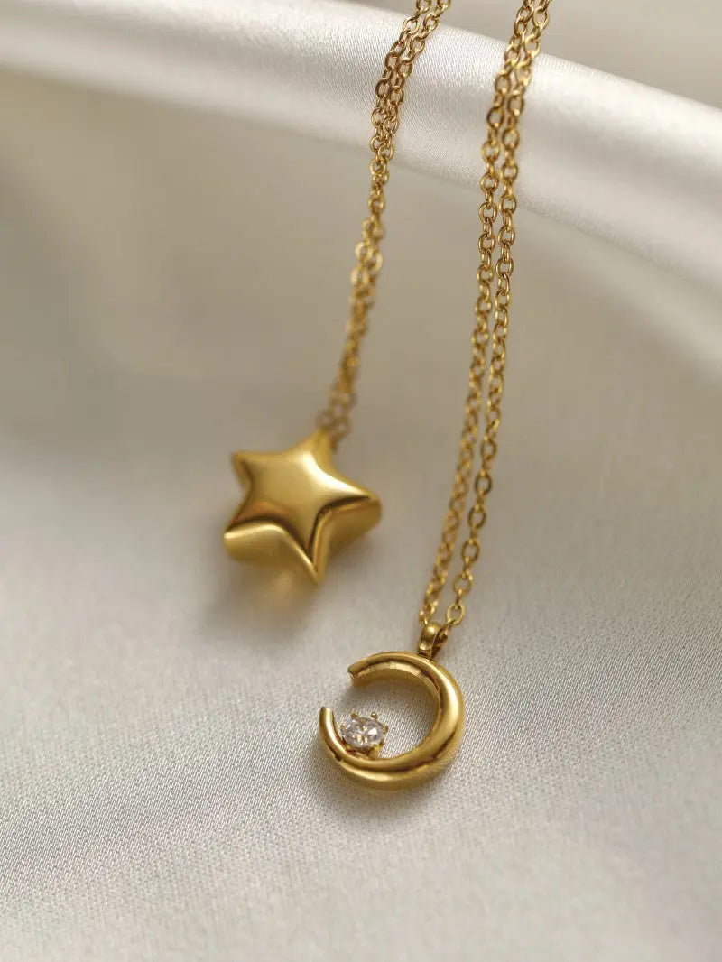 Lovcia Celestial Grace 18K Gold Plated Titanium Steel Non-Fading Necklace for Women-Necklaces-Star Necklace-Star Necklace