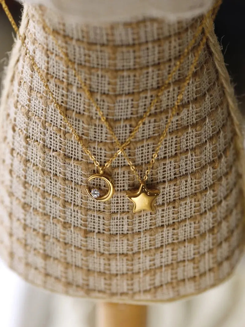 Lovcia Celestial Grace 18K Gold Plated Titanium Steel Non-Fading Necklace for Women-Necklaces-Star Necklace-Star Necklace