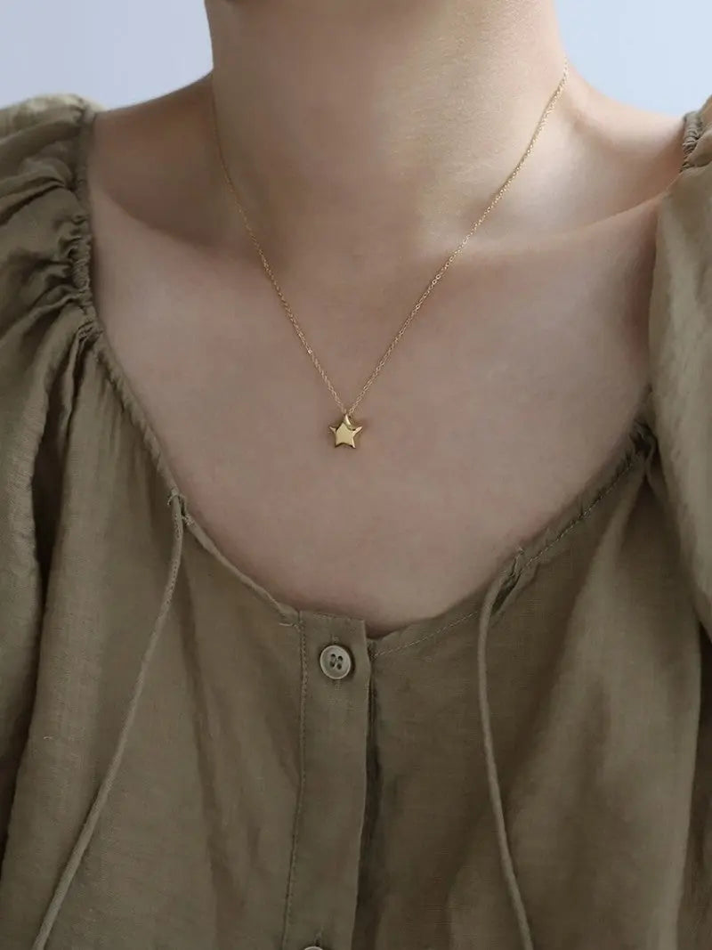 Lovcia Celestial Grace 18K Gold Plated Titanium Steel Non-Fading Necklace for Women-Necklaces-Star Necklace-Star Necklace